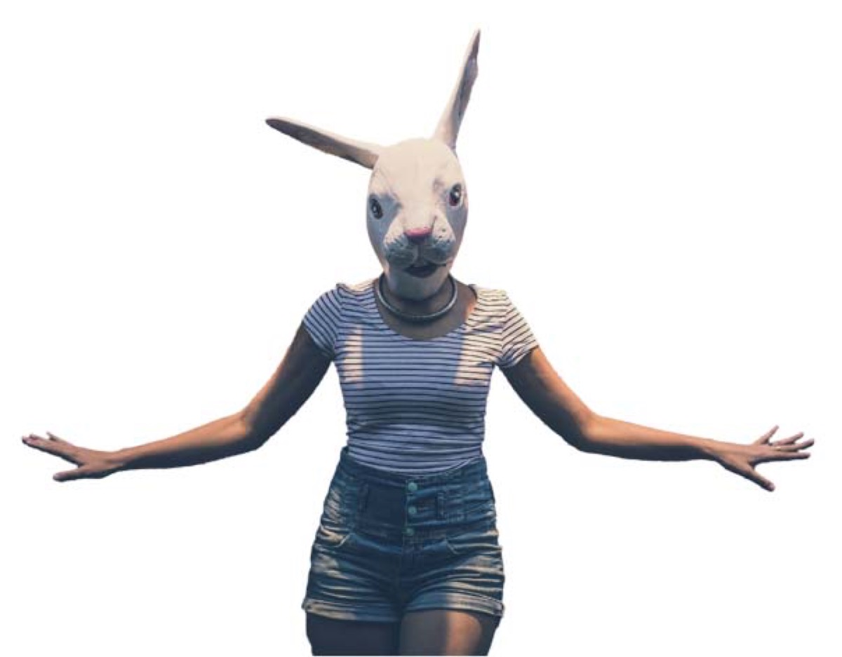 Girl with a rabbit head